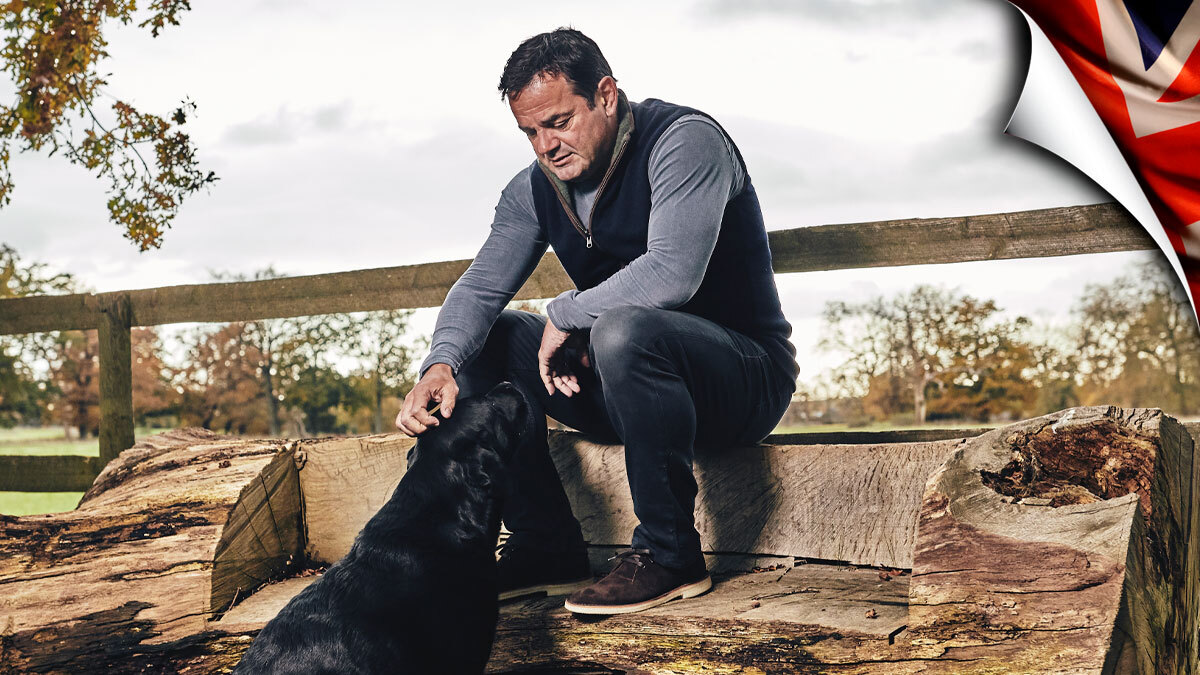 Will Carling in suede shoes