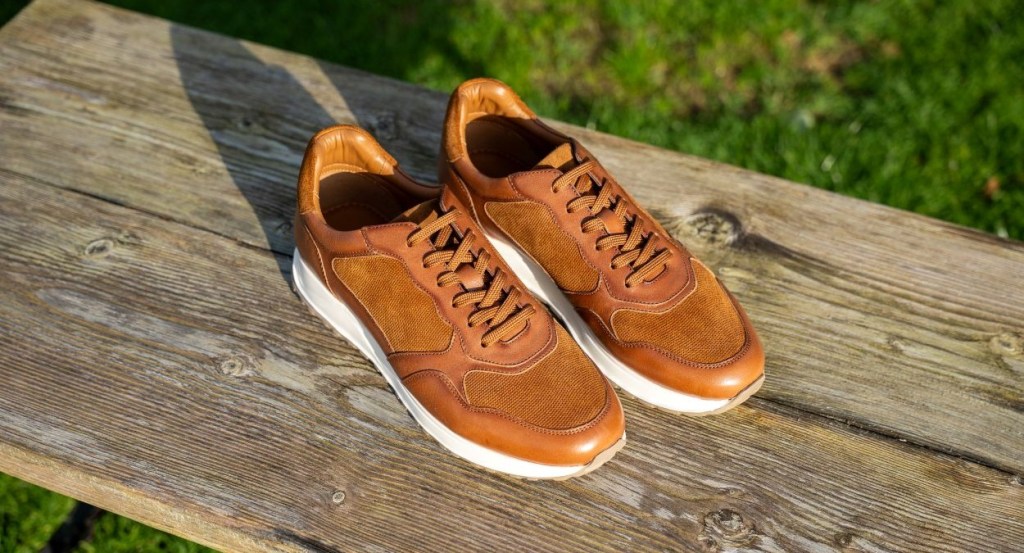 Herring Paris men's trainers in tan calf and suede